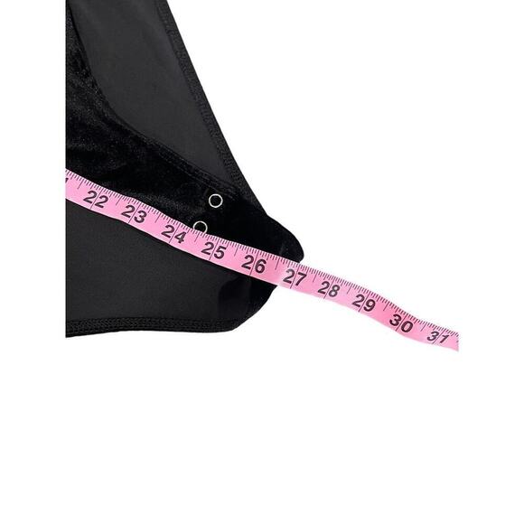 Forever 21 Black Velvet Rhinestone Fringe Strapless Bodysuit Womens 1XL New - Picture 9 of 10